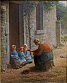 『子どもに食べさせる母（ついばみ）』1860年頃。油彩、キャンバス、74 × 60 cm。リール宮殿美術館[79]。