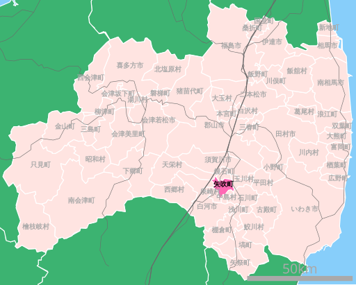 Location of Yabuki town, Fukushima prefecture, Japan
