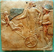 Pinax con Eros, Hermes y Afrodita procedente de Locri.