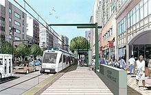 Artist's rendering of the Grand Circus Park station for the M-1 Rail project.