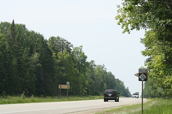 Looking south at M-35 from the terminus of G-12 in Menominee County