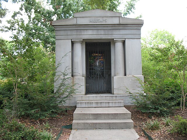 Mausoleum on the campus of Millsaps College, Jackson, Mississippi, containing the graves of Major Reuben Webster Millsaps and his wife.