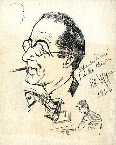 Manuel Rosenberg autographed caricature of Ed Wynn, 1926 for Cincinnati Post