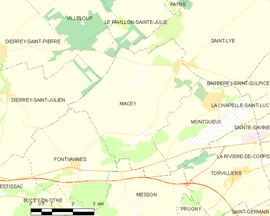 Mapa obce Macey