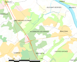 Mapa obce Ayguemorte-les-Graves