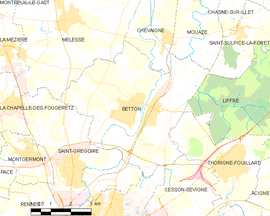 Mapa obce Betton