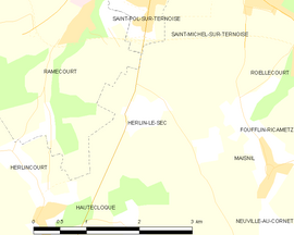 Mapa obce Herlin-le-Sec