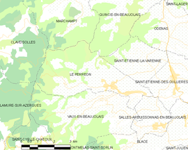 Mapa obce Le Perréon