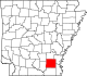 Mapa del estado que destaca el condado de Drew