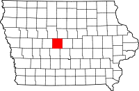 Map of Ajova highlighting Boone County