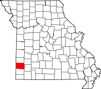 Map of Missouri highlighting Jasper County