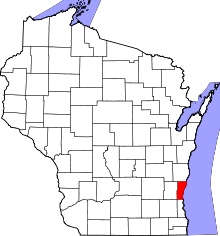 Map of Wisconsin highlighting Ozaukee County.svg