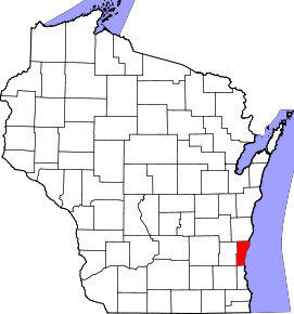 Localizare Comitatului Ozaukee în statul Wisconsin