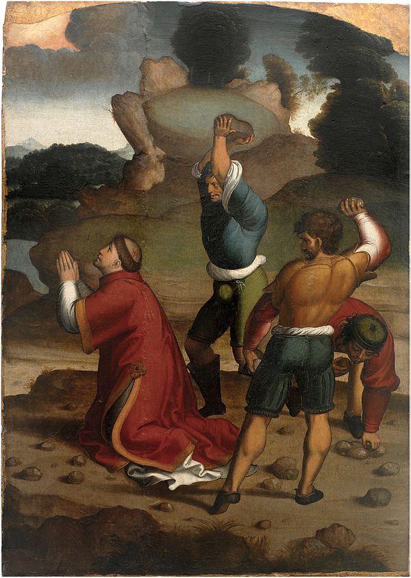 The stoning to death of Stephen, the first Christian martyr, in a painting by the 16th-century Spanish artist Juan Correa de Vivar