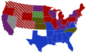 Senate composition by state
.mw-parser-output .legend{page-break-inside:avoid;break-inside:avoid-column}.mw-parser-output .legend-color{display:inline-block;min-width:1.25em;height:1.25em;line-height:1.25;margin:1px 0;text-align:center;border:1px solid black;background-color:transparent;color:black}.mw-parser-output .legend-text{}
2 Democrats (12 states)
2 Republicans (14 states)
2 Silver (1 state)
1 Democrat and 1 Republican (9 states)
1 Republican and 1 Silver-Republican (4 states)
1 Republican and 1 Populist (4 states)
1 Populist and 1 Silver-Republican (1 state) Membership of the 55th United States Senate by state.svg