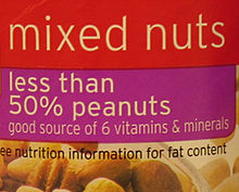 A mixed nut selection described as "less than 50% peanuts" Mixed nuts label.jpg