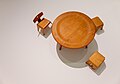 Image 547Moulded plywood chair, stools, and table, Charles and Ray Eames exhibit, MAAT, Lisbon, Portugal