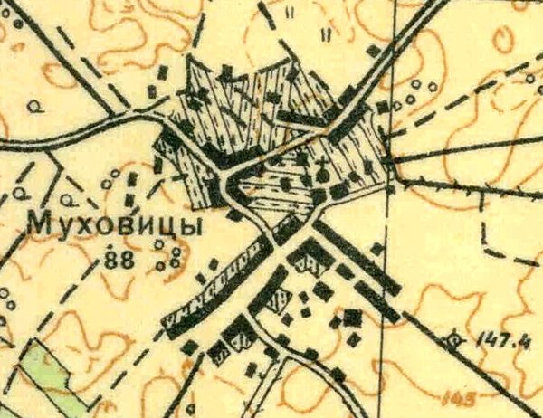 Plano del pueblo de Mukhovitsy.  1930