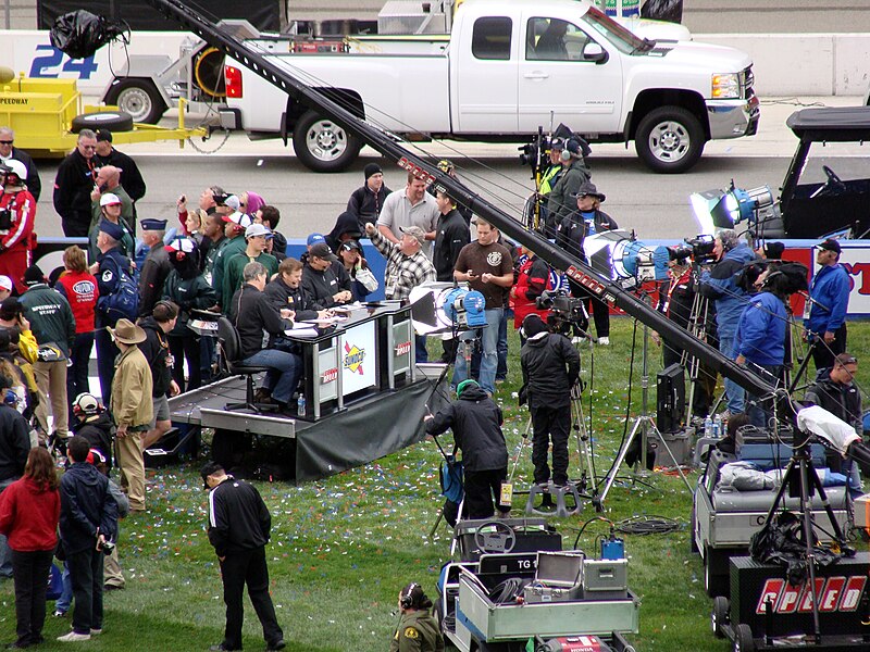 File:Nascar Speed Victory Lane set at ACS.JPG