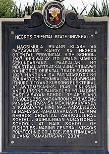 NORSU historical marker Negros Oriental State University historical marker.jpg