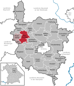 Läget för Neukirchen bei Sulzbach-Rosenberg i Landkreis Amberg-Sulzbach