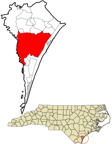 New Hanover County North Carolina indarbejdet og ikke-inkorporeret områder Wilmington highlighted.svg