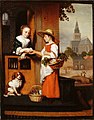 Nicolaes Maes - A Young Woman Selling Vegetables at the Door.jpg