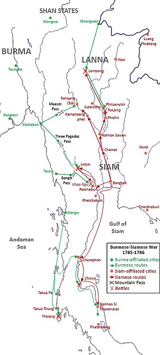 <span class="mw-page-title-main">Burmese–Siamese War (1785–1786)</span> 18th century war in Southeast Asia