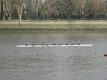 OUWBC competing at Women's Eights Head of the River on the Tideway, March 2012 OUWBCWeHORR.jpg