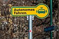 English: Sign «Autonomes Fahren» Deutsch: Haltestelle „Autonomes Fahren“