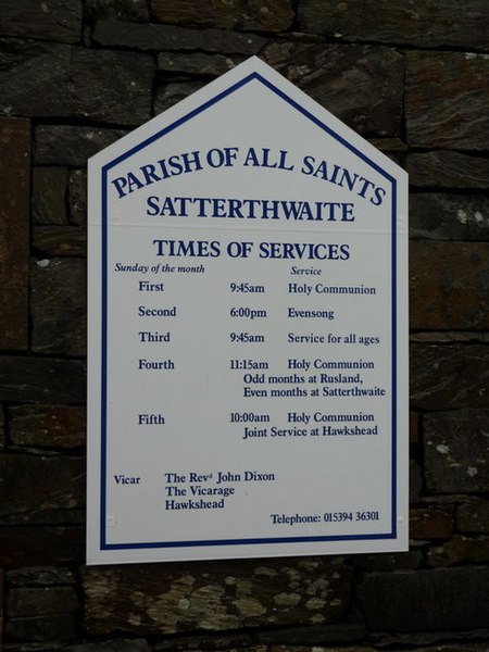 File:Parish of All Saints, Satterthwaite, Sign - geograph.org.uk - 2343212.jpg