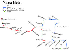 Patna Metro Phase One Map Patna Metro Detailed Map.png