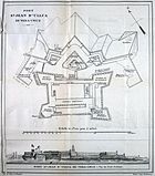 Plan du fort de Saint Jean d'Ulloa et vue panoramique 1838