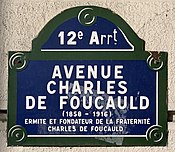 Plaque Avenue Charles Foucauld - Paris XII (FR75) - 2021-01-22 - 1.jpg