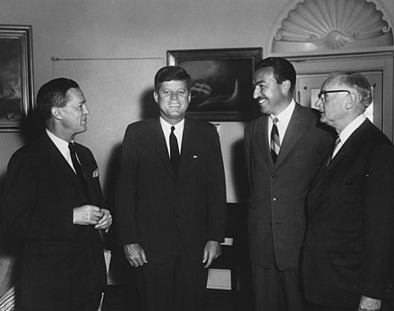 Powell with President John F. Kennedy, Joseph S. Clark Jr., and Elmer J. Holland in 1962