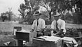 Presiding officer E. B. Nuderur and poll clerk A. Telford at a bush polling booth (6753520041).jpg