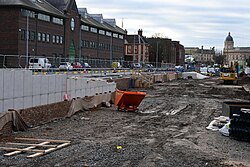 A site overview of Queen's Gardens in Kingston upon Hull, which is partway through major renovation works.