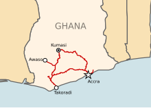 Ghana's railway network. Railways in Ghana.svg