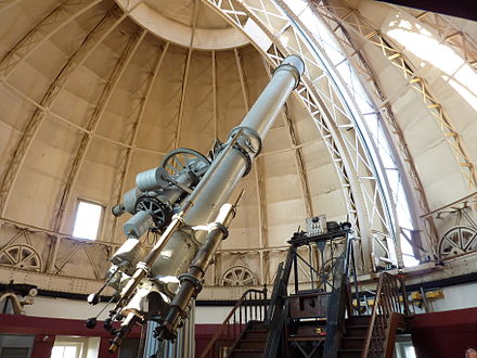 The refracting telescope inside the dome