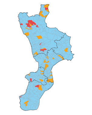 Coalitions régionales Calabre 2021 par municipalité.svg