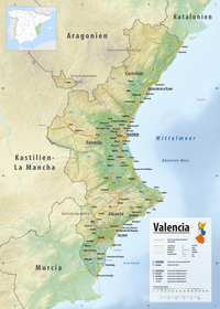 Reliefkarte Valencia