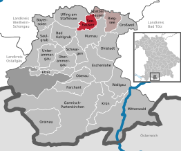 Kaart van Seehausen am Staffelsee