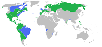 Das europäische Bündnissystem 1756:blau: Großbritannien, Preußen, Portugal und Verbündetegrün: Frankreich, Spanien, Österreich, Russland, Schweden und Verbündete (Quelle: Wikimedia)