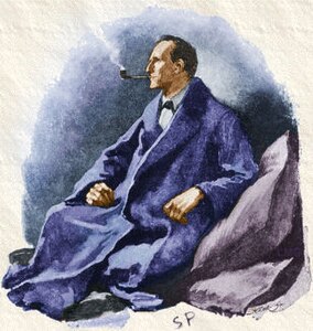 Холмс сидить на подушках та курить люльку, оповідання — «Людина з розсіченою губою»