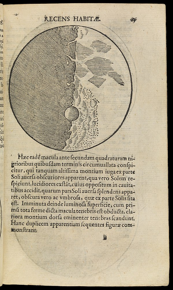 An illustration of the Moon from Sidereus Nuncius, published in Venice, 1610