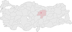 Sivas tartomány elhelyezkedése Törökország térképén