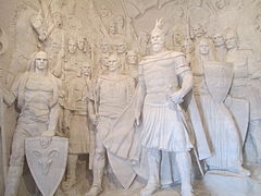 Skanderbeg and his warriors in skanderbeg museum, Kruje.JPG