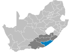 Karte de Sud Afrika montra Amatole in Est Kabe