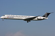 Avión accidentado en el Vuelo JK 5022 de Spanair, con pintura de acabado Star Alliance.