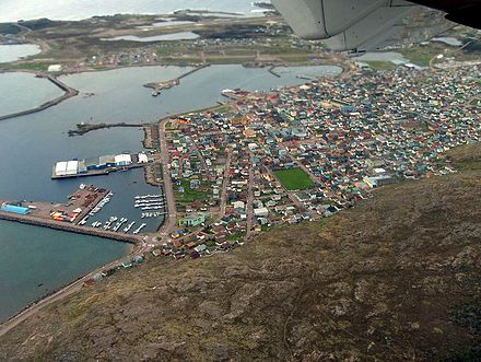 Saint-Pierre town as seen from an aircraft